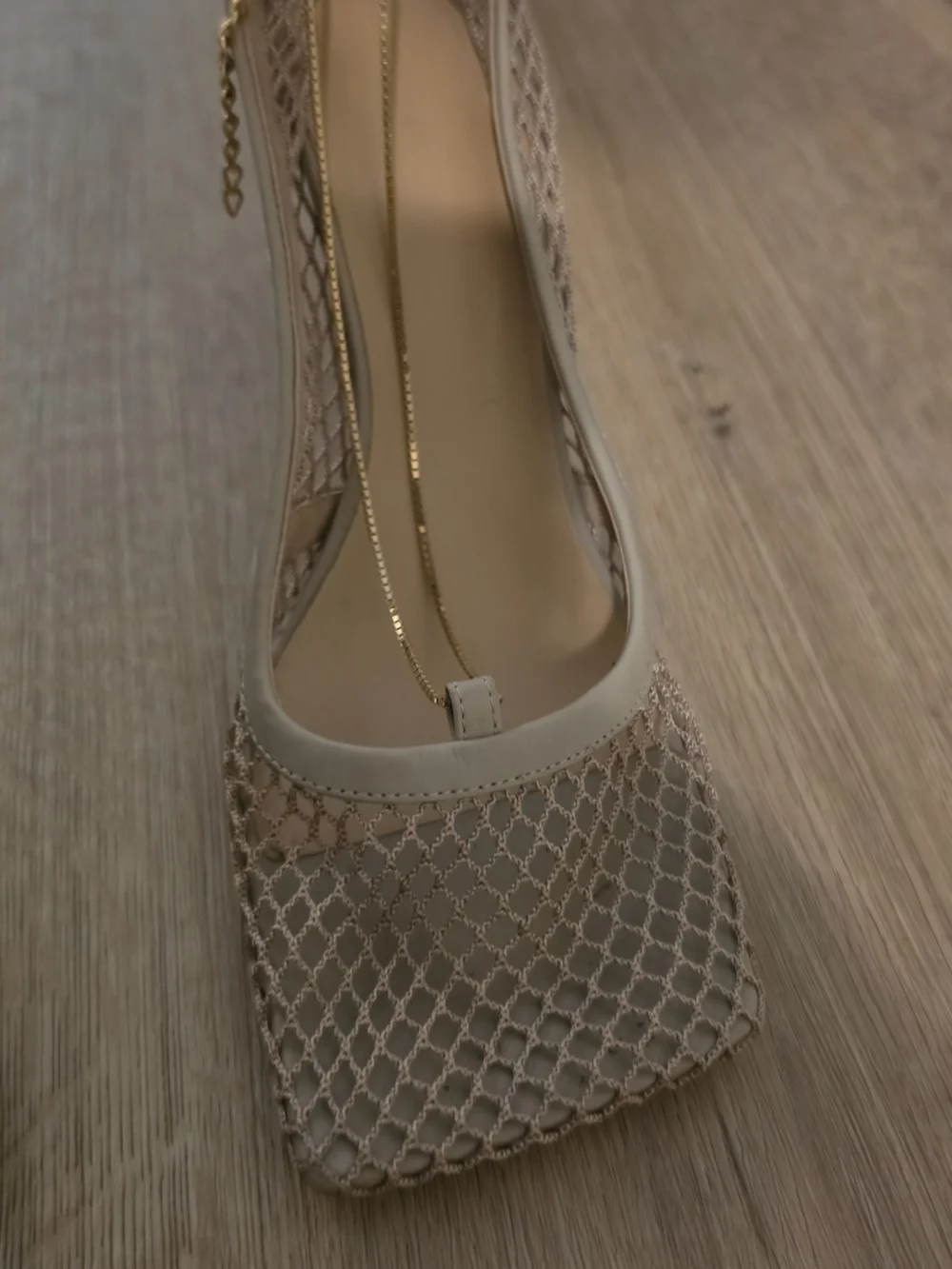 Bottega Veneta Nude Mesh Square-Toe Stiletto Heels